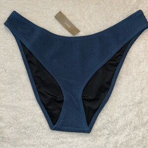 J. Crew Swim Textured High Cut Bikini Bottom Navy Size XL NWT